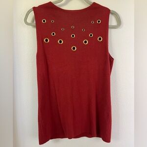 INC International Concepts Red Sleeveless Tank with Gold Grommets